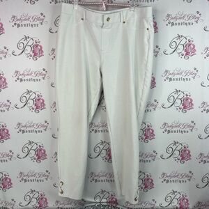 Michael kors pants corset leg bottom lace up White Pants with Gold Accents